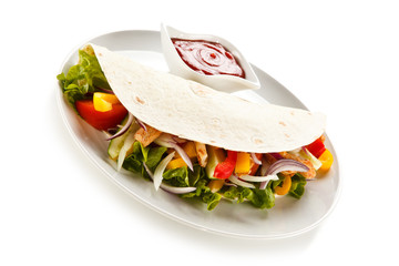 Kebabs - grilled meat and vegetables
