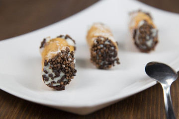 Sicilian Cannoli on white Flat