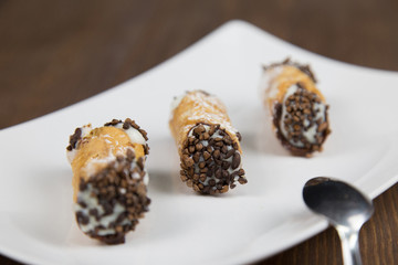 Sicilian Cannoli on white Flat