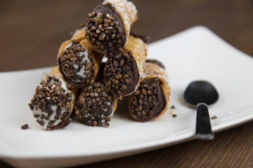 Sicilian Cannoli on white Flat