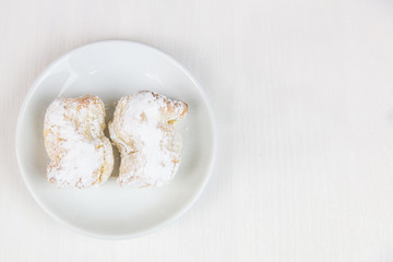 Sicilian pastry on white circular Flat