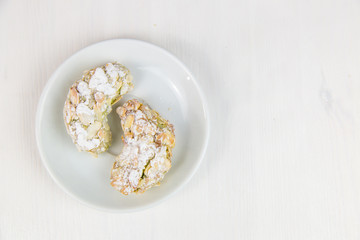Sicilian pastry on white circular Flat
