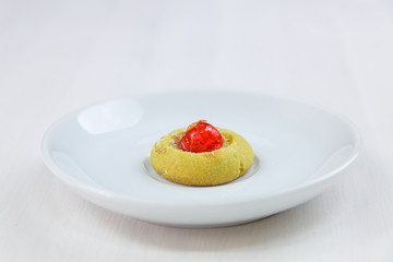Sicilian pastry on white circular dish