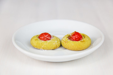 Sicilian pastry on white circular dish