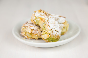 Sicilian pastry on white circular dish
