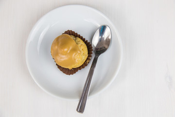 Sicilian pastry on white circular dish