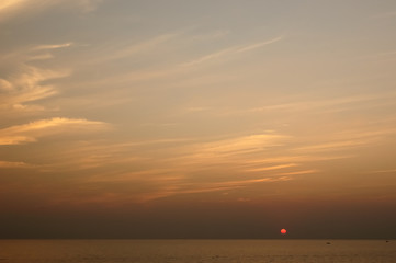 Sunset on beaches of the Goa state in India
