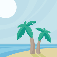 Fototapeta na wymiar Beach scene with palms