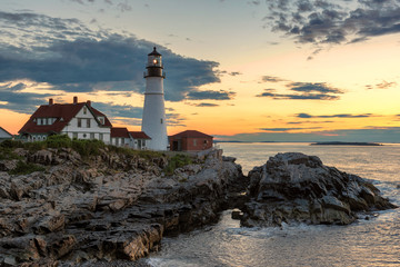Sunrise at Portland Head Lighthouse, Cape Elizabeth, USA 