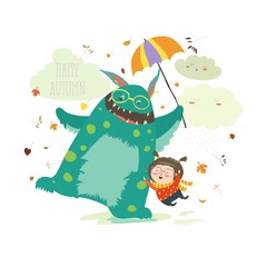 Happy girl with her monster © Maria Starus