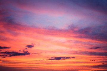 The colorful sky at sunset,Dramatic evening cloudscape with vibrant colors.