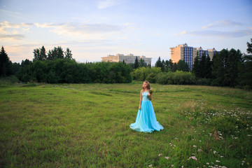 Beautiful sexy woman walk in the park