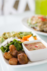 Thai food chili sauce shrimp past
