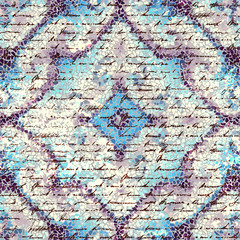 Seamless background pattern. Retro grunge mosaic pattern with a Vintage text imitation.