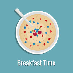 Oatmeal with berries. Vector illustration