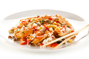 Chicken meat with rice