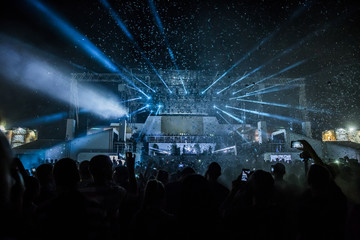 Music stage with lasers and lighting - obrazy, fototapety, plakaty