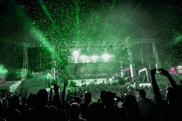 Music stage with lasers and lighting