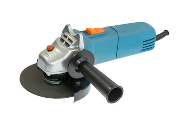 Compact blue grinder on the white background - obrazy, fototapety, plakaty