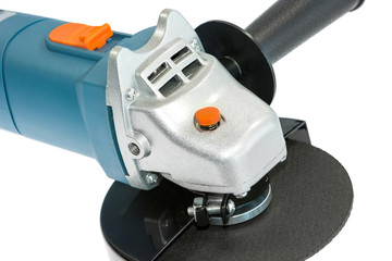 Compact blue grinder on the white background