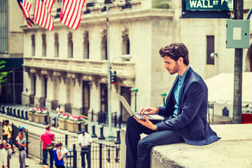 Young Businessman working on Wall Street in New York.