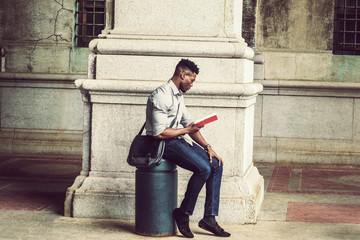 African American College Student studying in New York.