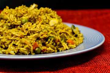 Tasty Indian food basmati rice on a plate