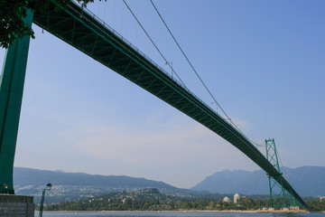The famous Lions Gate Bridge connecting Vancouver with North Vancouver and West Vancouver in British Columbia, Cananda
