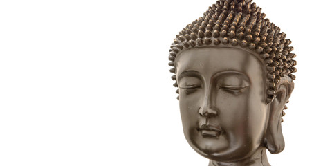 Buddha isoliert auf weissem textfreiem Hintergrund 