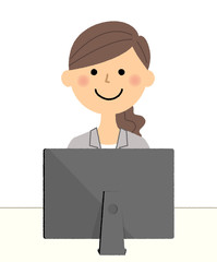 スーツの女性　PC