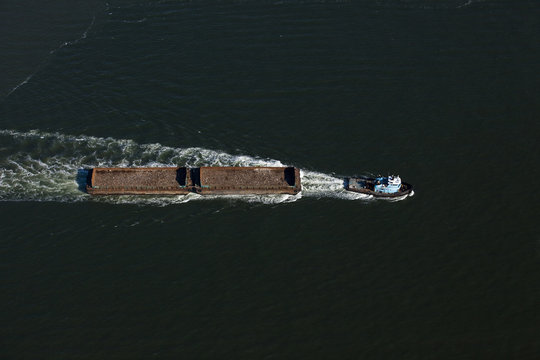 Tub Boat Towing Barge