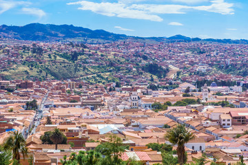 Fototapeta na wymiar View on cityscape of colonial old town of Sucre in Bolivia