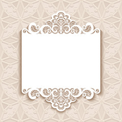 Greeting card with cutout lace border ornament