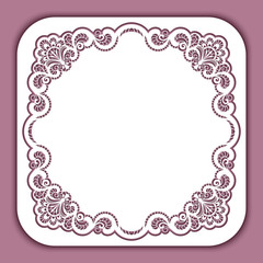 Square frame with cutout lace pattern