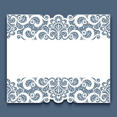 Cutout paper frame with lace border ornament