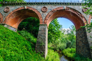 Bricks railway bridge in Bytow (Poland