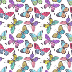 seamless multicolored butterflies