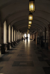 Obraz premium Lights illuminating a hallway in Budapest, Hungary