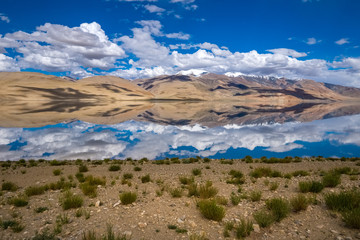 Landscape around Tso Moriri Lake in Ladakh, India