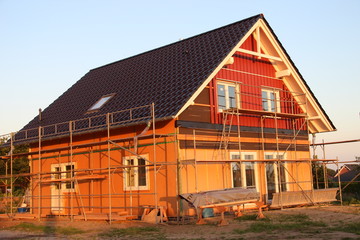Obraz premium Schwedenhaus Holzrahmenbau im Rohbau