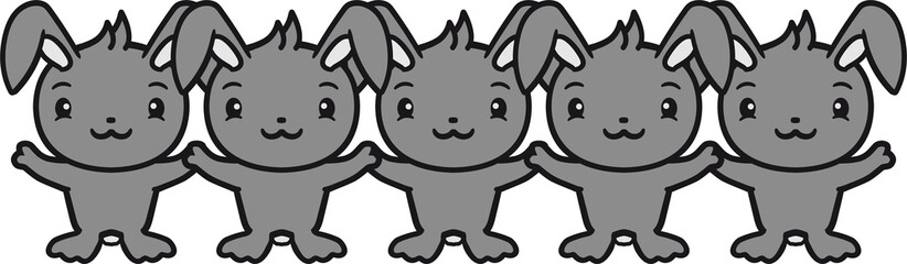 hände halten kette viele muster umarmen stehend freundlich begrüßen kaninchen hase klein süß niedlich glücklich