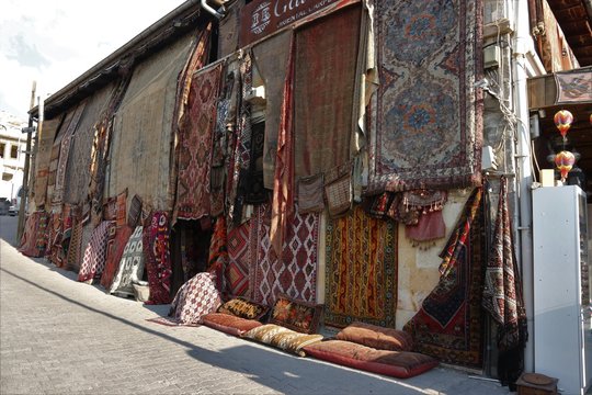 The exterior of an old traditional Turkish carpet shop in cappadocia, goreme,in turkey