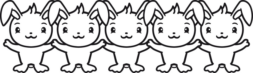 hände halten kette viele muster umarmen stehend freundlich begrüßen kaninchen hase klein süß niedlich glücklich