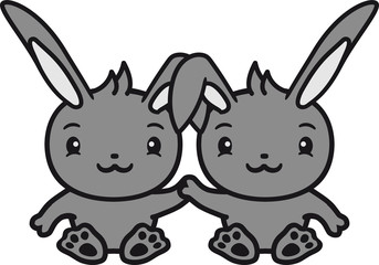 händchen halten 2 freunde team paar brüder geschister pärchen liebe kaninchen hase klein süß niedlich glücklich