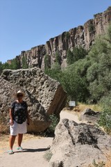 Naklejka premium 24TH JULY 2017, An english tourist in the Ihlara Valley, which is a 16 km long gorge cut into volcanic rock in the southern part of Cappadocia Turkey, 24th july 2017