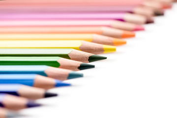 Colored pencils isolated on white background