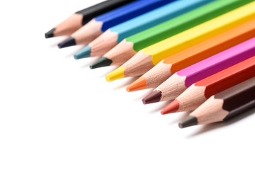 Colored pencils isolated on white background