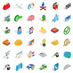 Business planning icons set, isometric style