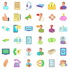 Business operator icons set, cartoon style