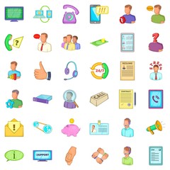 Business letter icons set, cartoon style
